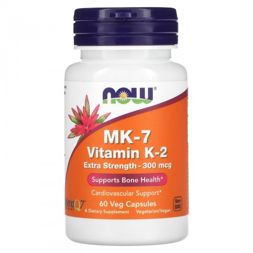 NOW Foods, MK-7, витамин K-2, повышенная сила действия, 300 мкг, 60 растительных капсул NOW Foods, MK-7, витамин K-2, повышенная сила действия, 300 мкг, 60 растительных капсул